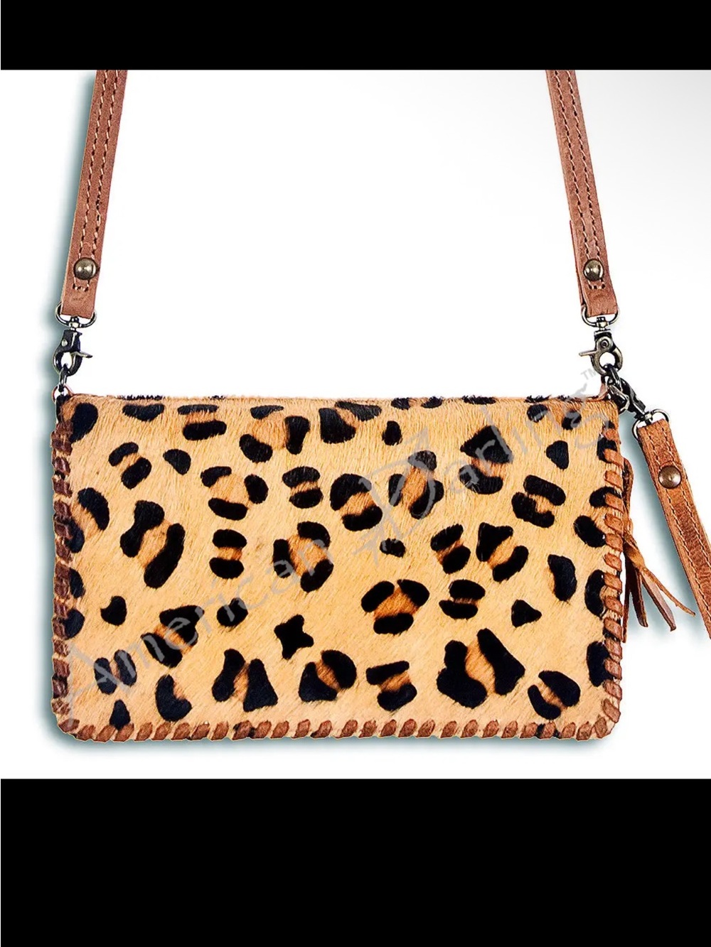 American Darling Leopard Print Crossbody Wallet - Tan and Black